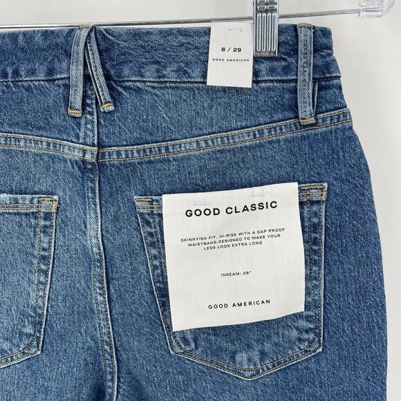 Good American Good Crop Raw Hem Slim Jeans Blue 940 Size 8/29 NWT - Picture 6 of 8